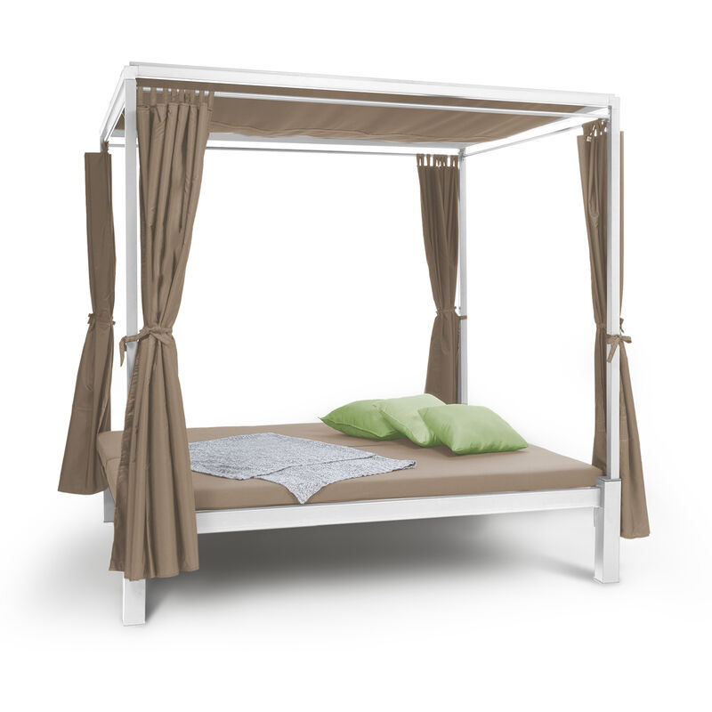 Senator Lounge - Double chaise longue de jardin, 188 x 208 x 205 cm, rembourrage 8 cm, rideaux opaques, étanche, toit ouvrant, max. 350 kg - taupe