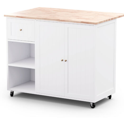 Blumfeldt Servierwagen - Kuchenwagen/Rollwagen mit ausziehbarer Platte, 2 Schubladen, Rader mit Bremse, 106,5x49,5-69,5x89 cm - praktischer Küchentrolley fur den stilvollen Einsatz daheim