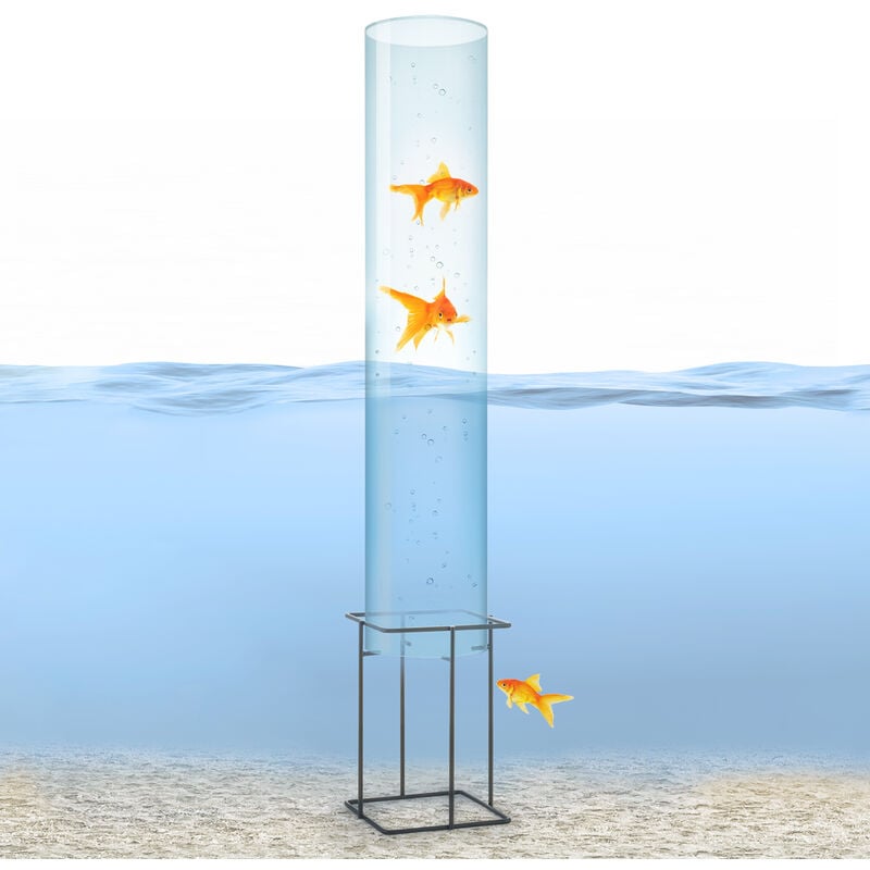 Skydive 100 tour à poissons 100 cm ø 20 cm acrylique métal transparent - Transparent