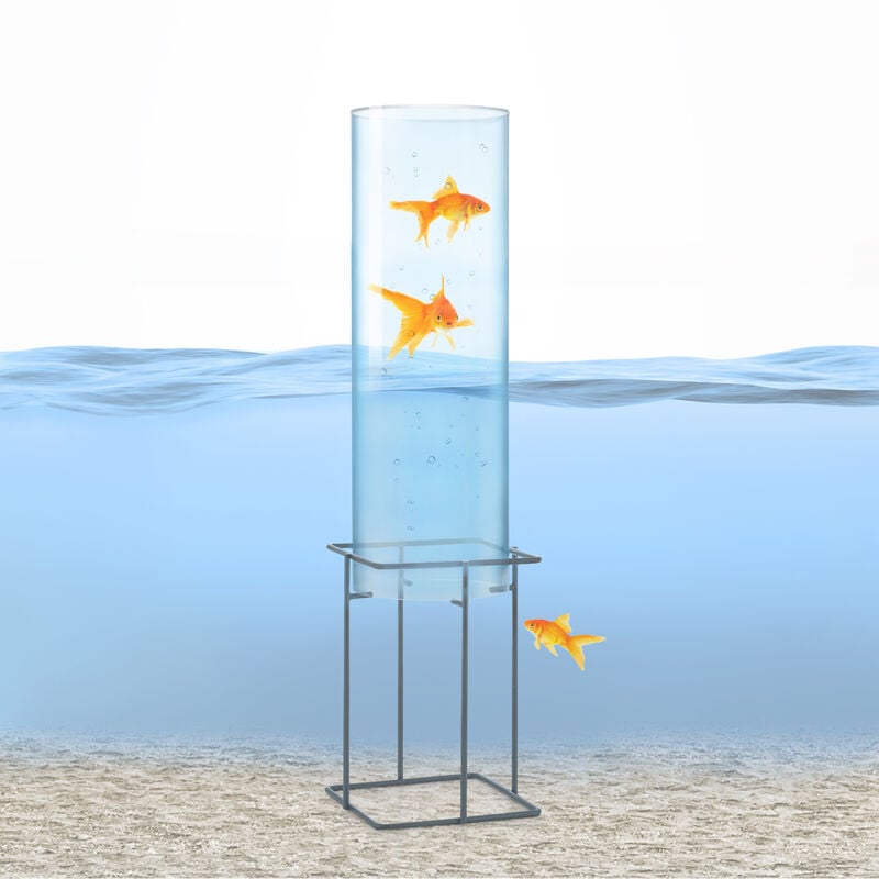Skydive 60 tour à poissons 60 cm ø 20 cm acrylique métal transparent - Transparent