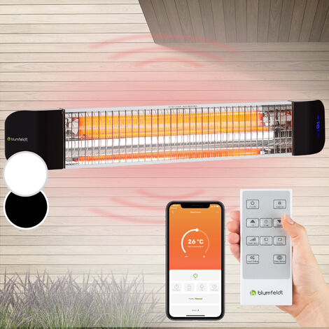blumfeldt Smartwave chauffage infrarouge tube en carbone 2400W WiFi App blanc