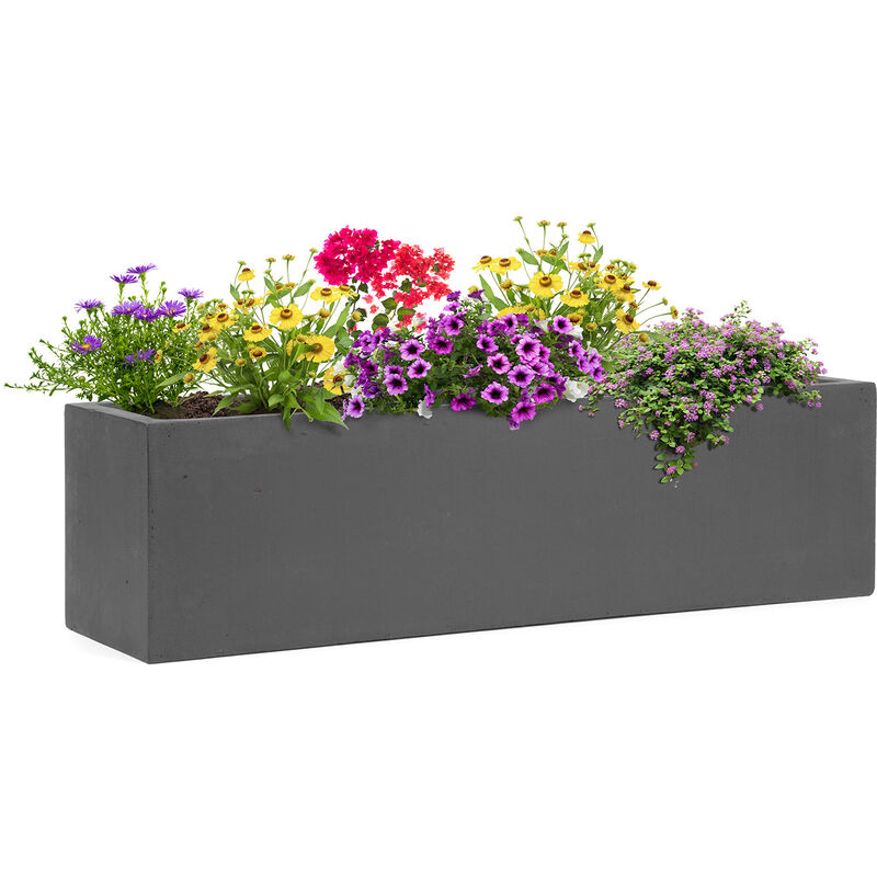 Blumfeldt - Solidflor Bac à fleurs 75 x 20 x 20 cm Fibre de verre - gris foncé - Ciment Gris Foncé