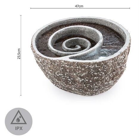 Blumfeldt Spiro Fuente para jardín Led 47x41x23,5 cm Bomba Diseño piedra natural