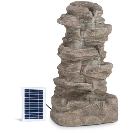 Fontaine solaire Grenouille paresseuse avec kit pompe solaire 500 l/h 15W,  batterie et led