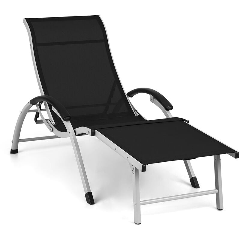 Blum - feldt sunnyvale - chaise longue avec repose-pieds en aluminium , 4 positions de dossier - noir - Noir