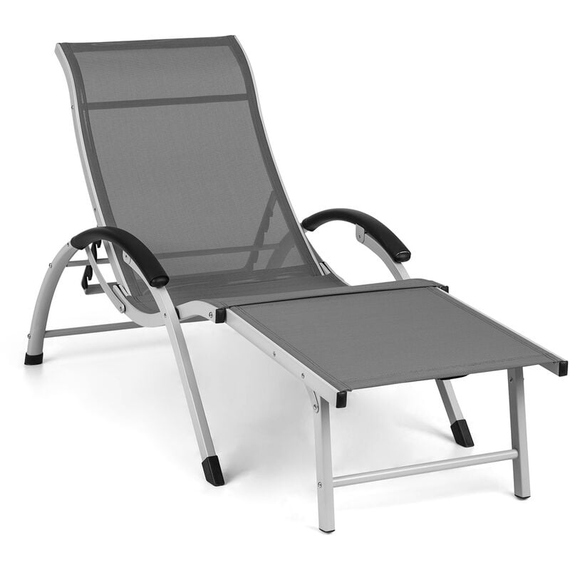 Sunnyvale Chaise longue Chaise longue de jardin Lounger, dossier réglable en 4 positions, repose-pieds pliable, surface de couchage 174 x 51 cm, pvc