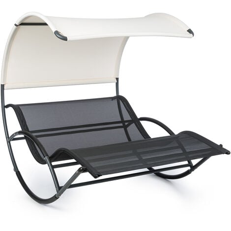 blumfeldt The Big Easy - Chaise Longue à Bascule, Ergonomique, Résistant aux intempéries, Toit imperméable, Protection UV, Acier, Usage intérieur et extérieur, Max. 350 kg