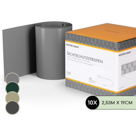 Blumfeldt Tiras de protección visual para vallas plástico duro PVC 2,53 x 0,19 m