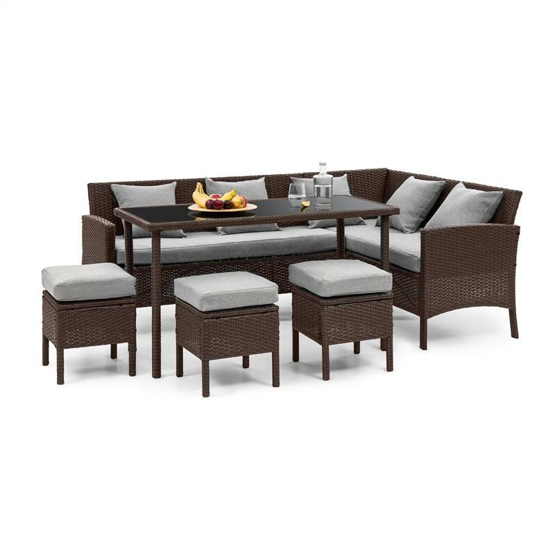 Blumfeldt - Titania Lounge Salon de jardin complet polyrotin marron & gris clair