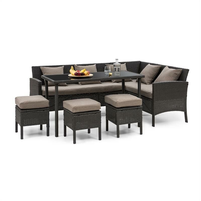 Blumfeldt - Titania Lounge Salon de jardin complet polyrotin noir & marron