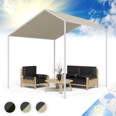 Blumfeldt Tonnelle de Jardin 3x3m avec Armature en Aluminium, Barnum Pliant, Toile Revêtement Hydrofuge, Pergola Etanche, Tonnelle Extérieur avec Toit Imperméable et Résistant au Vent, UV 50+, Beige