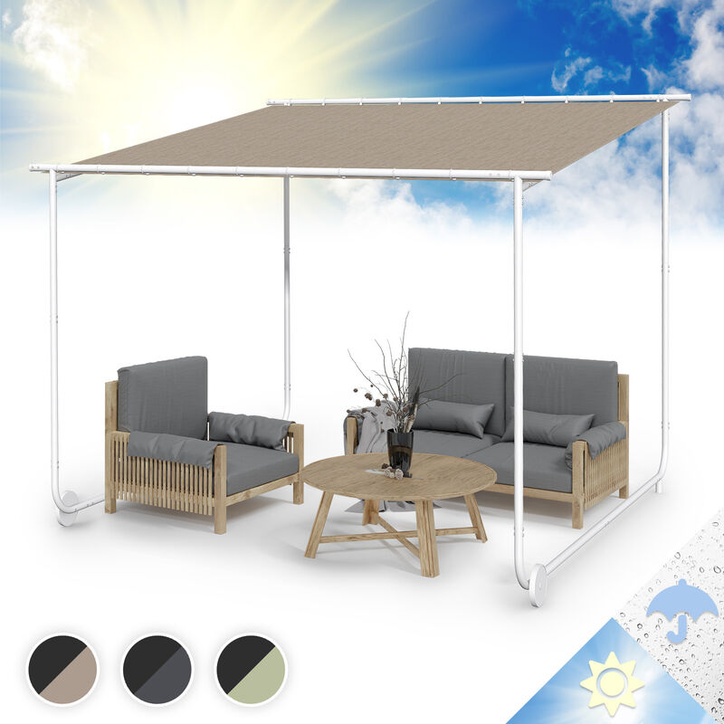 Tonnelle de Jardin 3x3m avec Armature en Aluminium, Barnum Pliant, Toile Revêtement Hydrofuge, Pergola Etanche, Tonnelle Extérieur avec un Toit