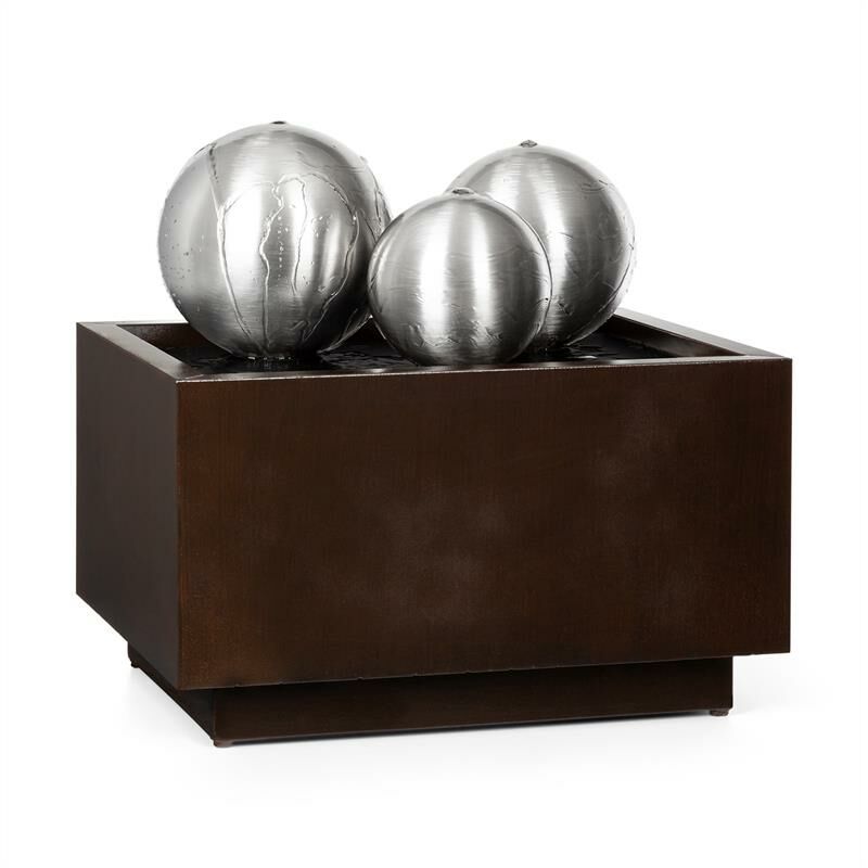 blumfeldt Triumvirat Fuente de jardín Fuente de interior LED metal galvanizado color marrón oscuro