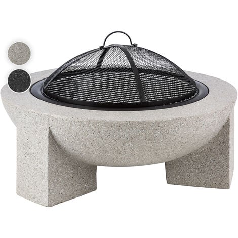 Blumfeldt Troja Fire Bowl 75cm Ø Hearth Grill Grate Steel MgO-Artificial Stone