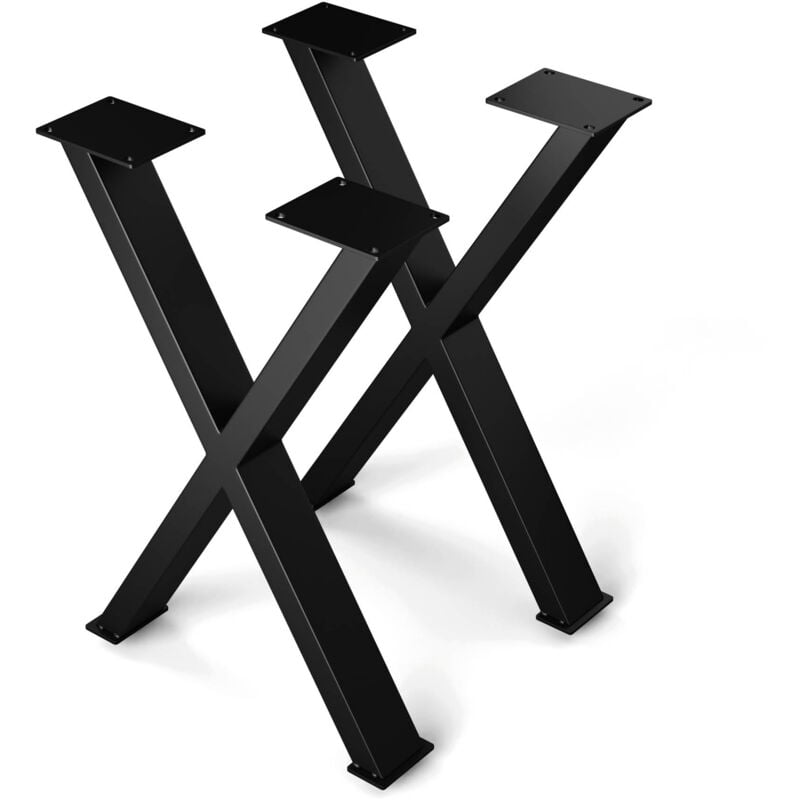 Blumfeldt - UrbanFodge x pieds de table – pieds en acier noir mat, design moderne en x, capacité 200 kg, 71 cm de hauteur, idéal pour projets diy &