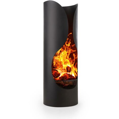 blumfeldt Verdon cheminée de jardin acier inoxydable ignifuge noire