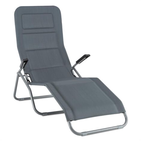 blumfeldt Vitello Noble Grey - Transat de Jardin, Quick Dry Foam, Forme Stable, Tissu Respirant, Cadre en Acier léger, Revêtement résistant aux intempéries - Anthracite - Gris - Gris