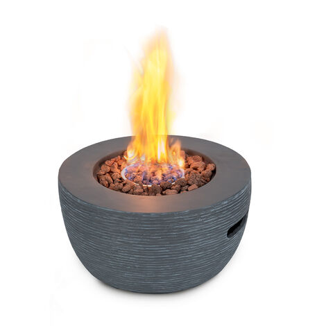 Blumfeldt Vitina Gas-Feuerstelle, Heizstrahler & Feuerstellen 40.000BTU/13kW , Feuerstelle mit Abdeckung Edelstahlbrenner, Heizstrahler Gas, grau