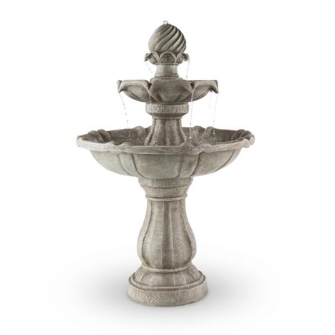 Blumfeldt Vogelsbrunn Springbrunnen 60x90cm 3W Solar Akku Beton-Optik - Grau