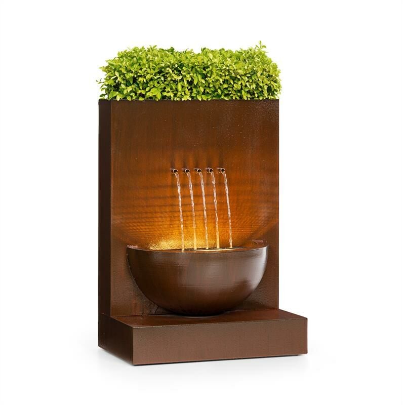 Blumfeldt Windflower - Fontaine de Jardin, Puissance: 11W, avec Pot de Plante, pour l'intérieur et l'extérieur, Débit: 750 l/h, Bande Lumineuse LED,