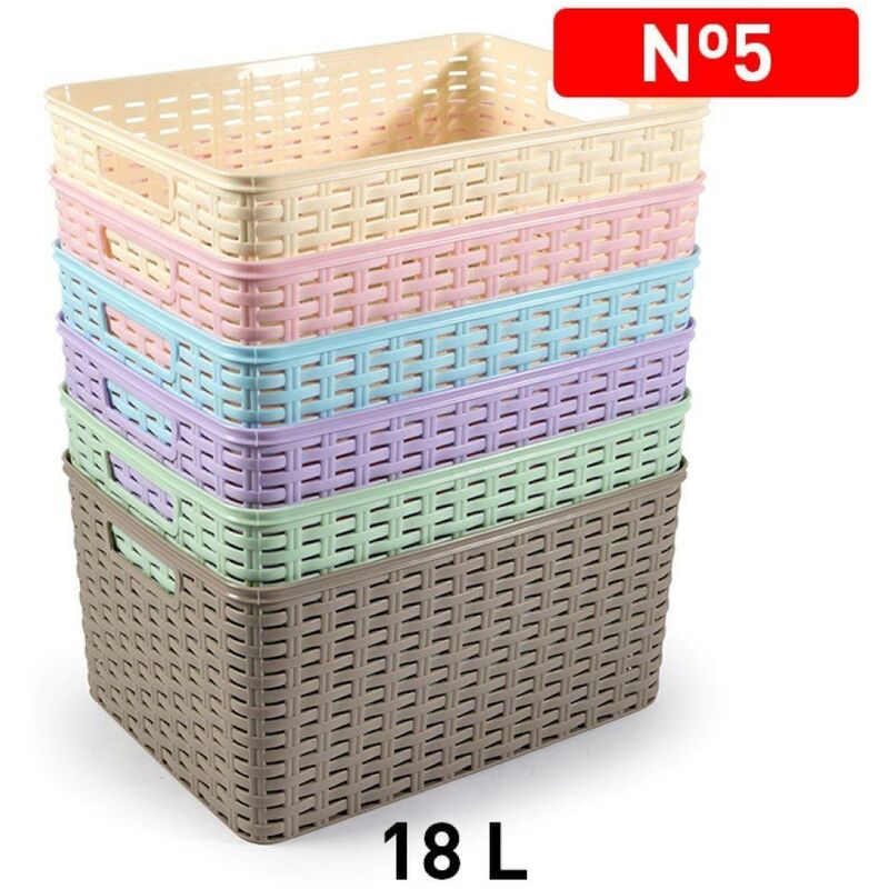 Buyitt Paquete de 6 canastas de plástico gris canasta de almacenamiento de ratán tejido canasta de almacenamiento de escritorio 