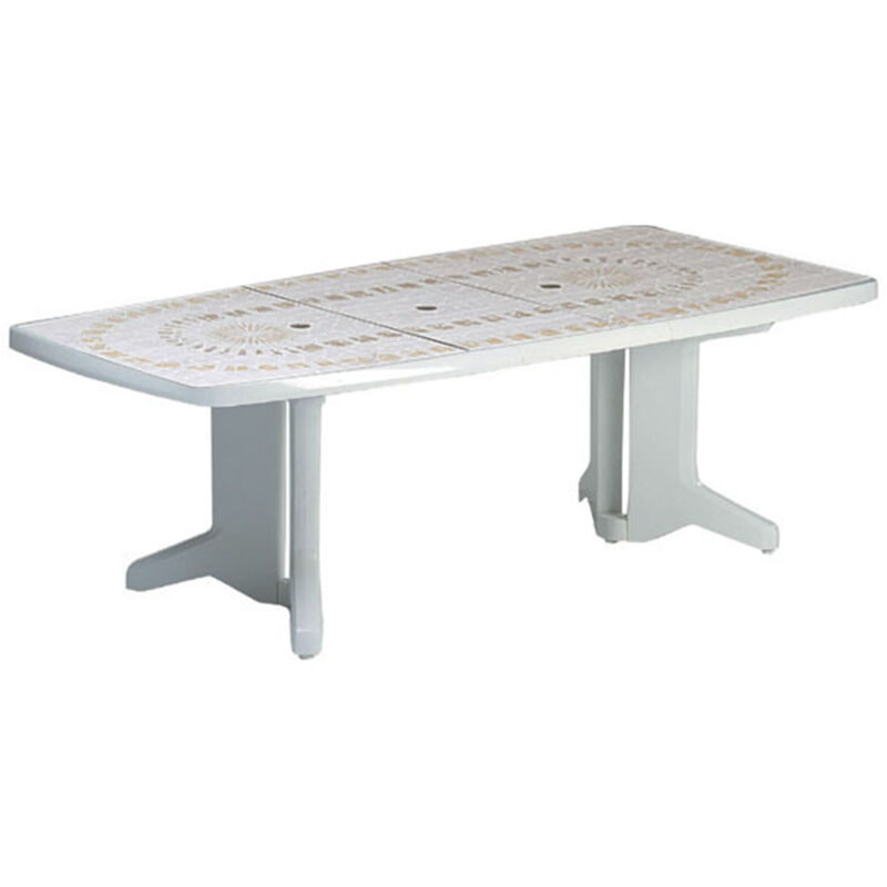 

MESA DECORADA 180/230x100 CM BLANCA 4080C
