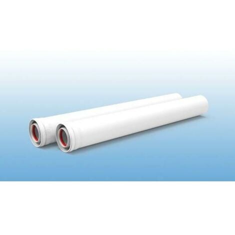 FIG TUBO EVACUACION CALDERAS Tubo chimenea coaxial M-H diámetro 80 110x250mm aluminio blanco - FIG