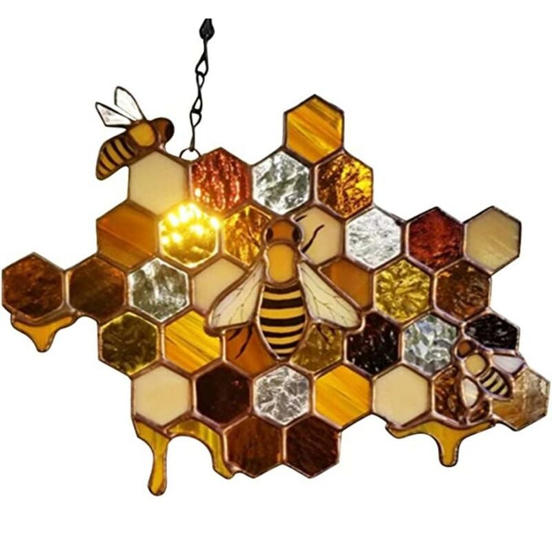 Abeille Nid d'abeilles Suspension de fenêtre Attrape-soleil Ornement Bourdon Art Décoration pour la maison et le jardin
