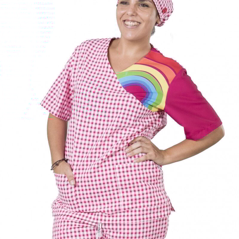 

Blusa unisex manga corta con cuello pico y estampado arcoíris GARY'S | M - Fucsia