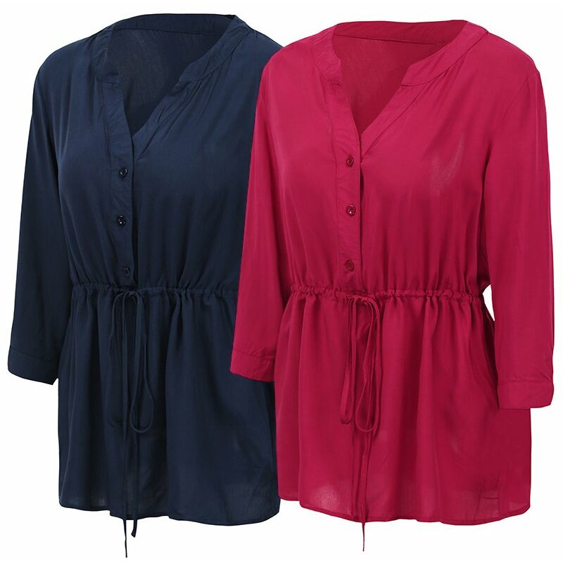 

Blusa de mujer Camisa con cuello en V Boton de manga tres cuartos Solido Camiseta casual suelta Tops Morado / Azul oscuro,Azul oscuro, XXXL