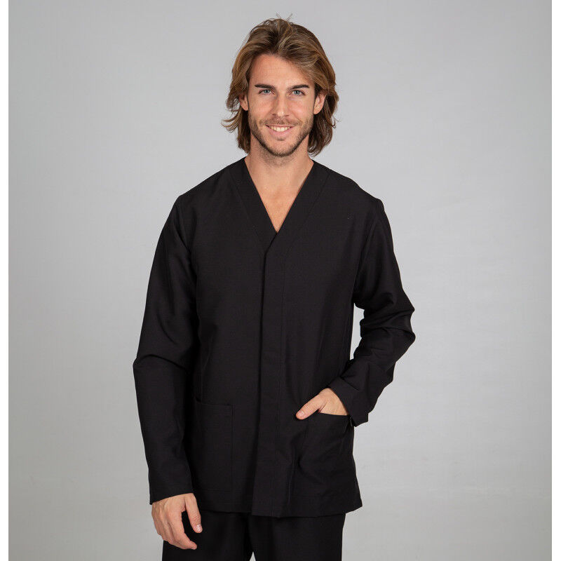 

Casaca sanitaria manga larga con cuello pico antibacterias GARY'S Nestor | Negro - L