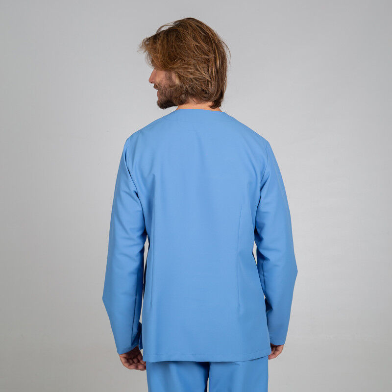 

Casaca sanitaria manga larga con cuello pico antibacterias GARY'S Nestor | S - Azul celeste