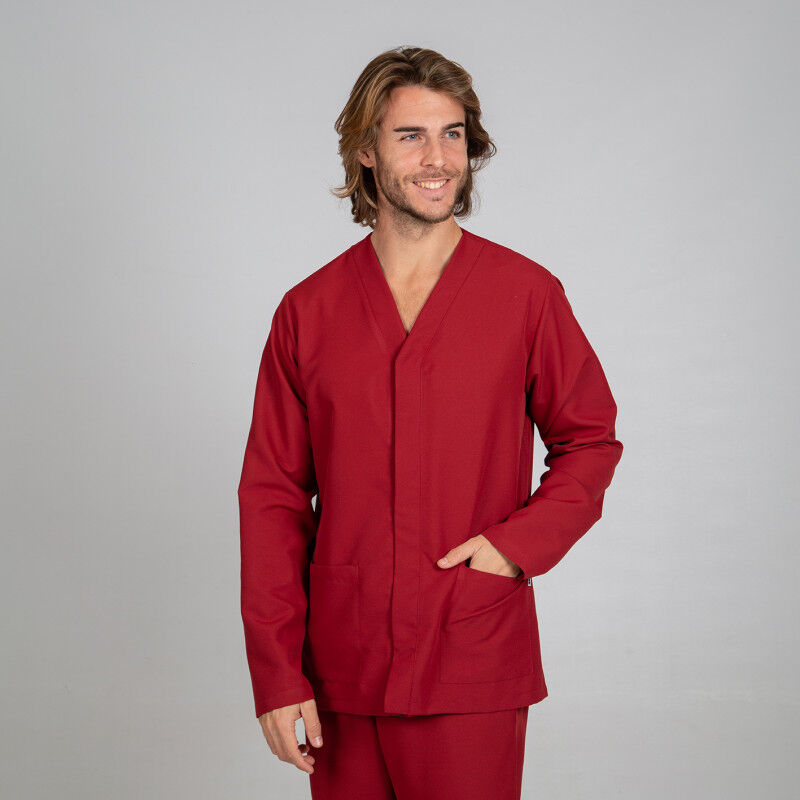 

Casaca sanitaria manga larga con cuello pico antibacterias GARY'S Nestor | XS - Burdeos