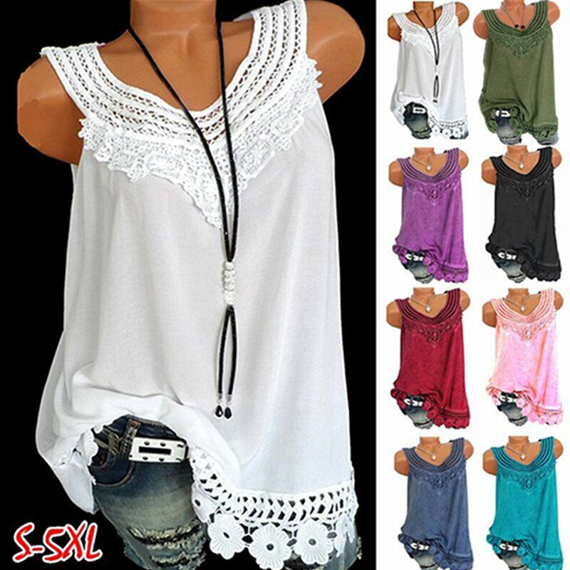 

Blusa sin mangas para mujer, encaje de ganchillo, ahueca hacia fuera, color solido, informal, elegante, chaleco, sueter superior,Rosa, XL