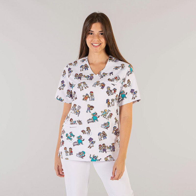 

Casaca unisex cerrada en manga corta con cuello pico GARY'S KUKUXUMUSU | XS - Kuku Médicos