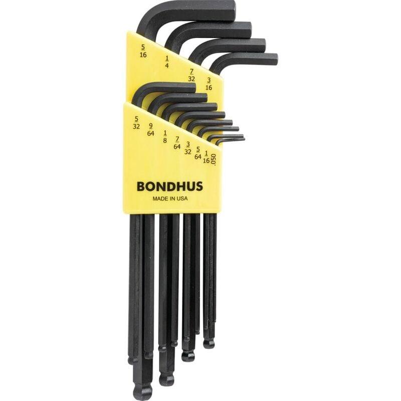 BLX12 Hexagon Ball End Key/L-Wrench Set 0.050' - 5/16' (12 Piece) - Bondhus