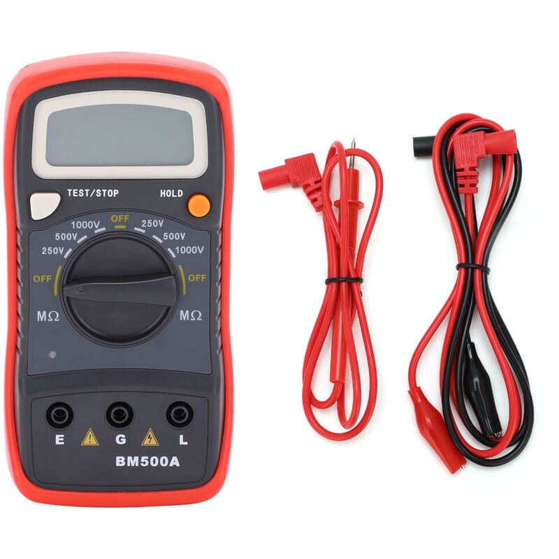 Eosnow Testeur de résistance LCD BM500A 1000V, compteur de résistance d'isolation numérique, Megohm mètre