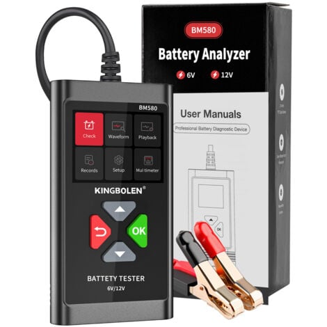 READCLY BM580 Testeur batterie voiture 12 V, 100-2000 CCA Analyseur de Testeur et détecteur de tension d'alternateur de voiture Moto ATV SUV Testeur de système de démarrage de charge de bateau