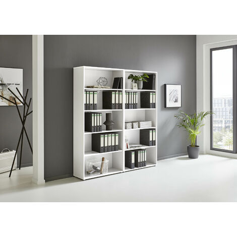 BMG Möbel Regalwand, Office Edition Set 1, hoch, Büroschrank/Büromöbel/Regal, weiß