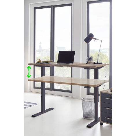 BMG Möbel Schreibtisch höhenverstellbar, eDition, 138 x 67cm, Eiche Sonoma/ Anthrazit