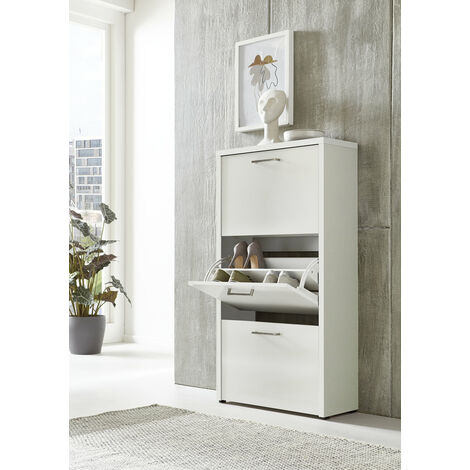 BMG Möbel Schuhkipper »Siena« (Schuhschrank Schuhregal Schrank Garderobe, 3 Klappen), Metallgriffe, 18 Paar Schuhe