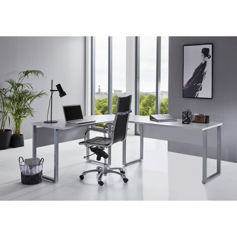 BMG Möbel Winkelschreibtisch, Office Edition, Eckschreibtisch, Grau