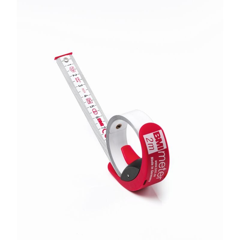 BMI - 429241020 Cinta métrica de bolsillo Medidor de imc, longitud 2 m, cinta inoxidable lacada en blanco