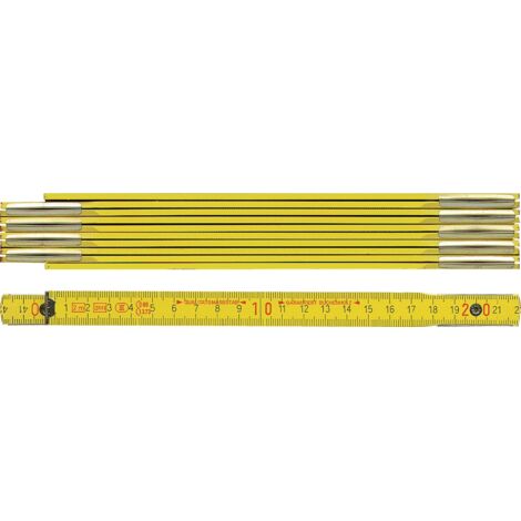 BMI Meterstab 9002, Holzgliedermaßstab, Farbe gelb, Länge 2 Meter, Buchenholz