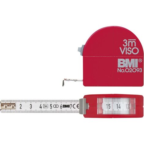 BMI Taschenbandmaß mit Sichtfenster 3 m x 16 mm, mit Zirkel