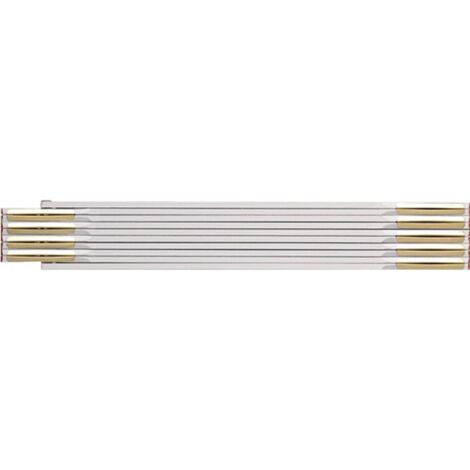 BMI Zollstock 9042, Meterstab aus Buchenholz, 2 m mit Duplex-Teilung, Farbe weiß
