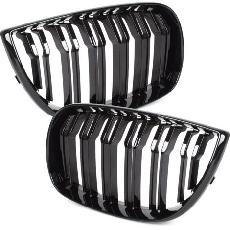 BMW 1 E81 E82 E87 E88 04-07 griglie tra i fari (reni) sinistra + destra set NERO LUCIDO DOPPIA BARRA