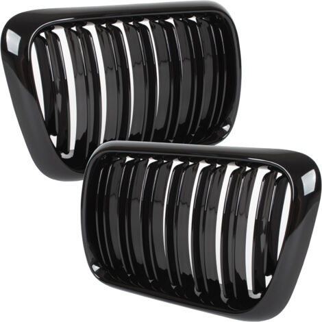 BMW 3 E36 96-00 griglie tra i fari (reni) sinistra + destra set NERO LUCIDO DOPPIA BARRA