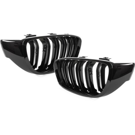 BMW 4 F32 / F33 / F36 13-18 Nierengitter zwischen den Scheinwerfern links + rechts, schwarz glänzend, Doppelstrebe