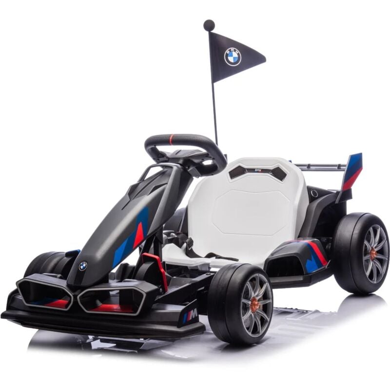 BMW Gokart électrique pour Enfants 24V - 5 à 12 ans - Fonction Dérive - Gris
